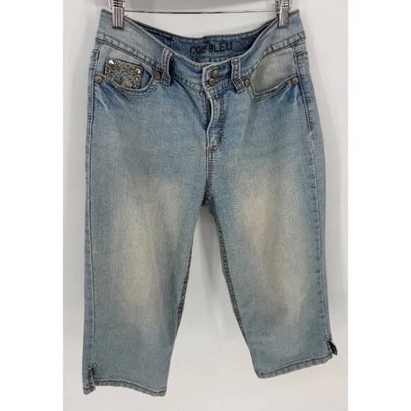 Code Bleu Women's Embellished Annette Denim Capri Pants - Picture 1 of 10